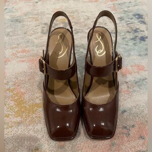 Sam Edelman | warm cocoa |  Patent Leather Slingback Heels | never worn